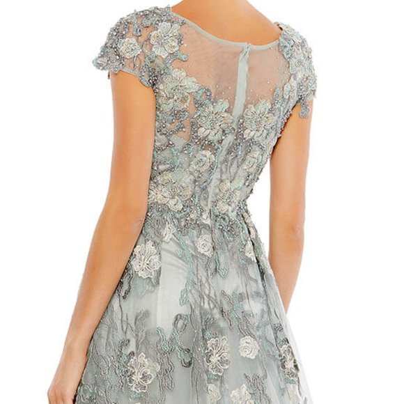MAC DUGGAL 20294 FLORAL EMBROIDERED EMBELLISHED SHORT SLEEVE SEAMIST GOWN sz 12 - Picture 5 of 7